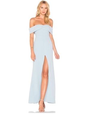 Lovers + Friends Strapless Light Blue Gown with Front Slit